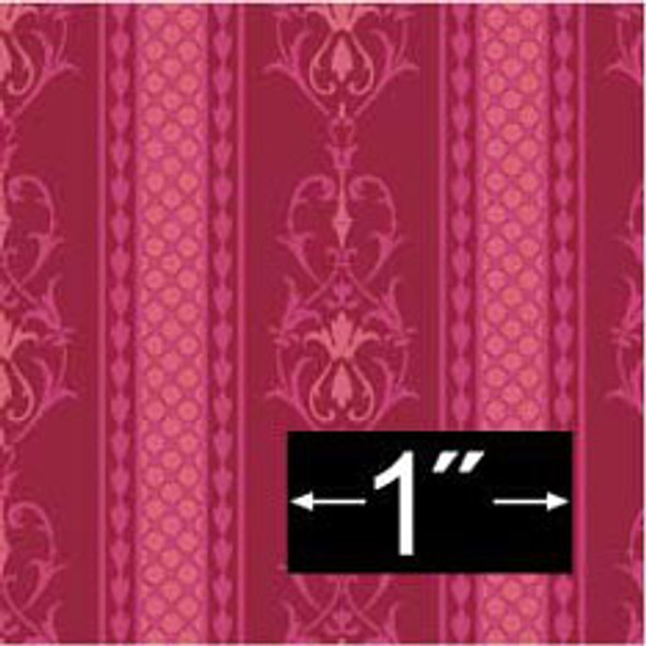 BRODNAX PRINTS - 1 Inch Scale Dollhouse Miniature - Wallpaper: Rosewood Red - PACK OF 3 SHEETS (BP1VT353)