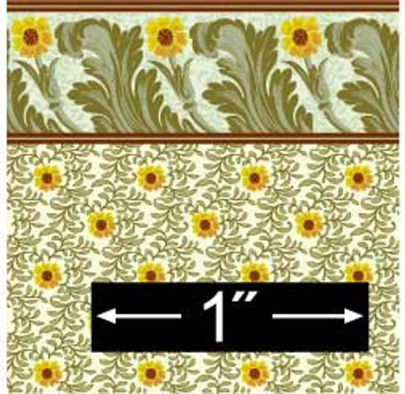 BRODNAX PRINTS - Half Scale (1/2" Scale) Dollhouse Miniature - Wallpaper: Sunflower - PACK OF 3 SHEETS (BPHAC102)