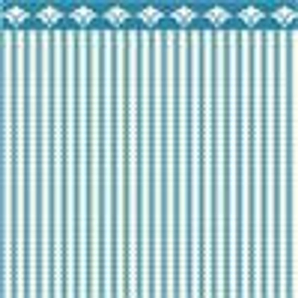 BRODNAX PRINTS - Half Scale (1/2" Scale) Dollhouse Miniature - Wallpaper: Ticking Blue - PACK OF 3 SHEETS (BPHAM101B)