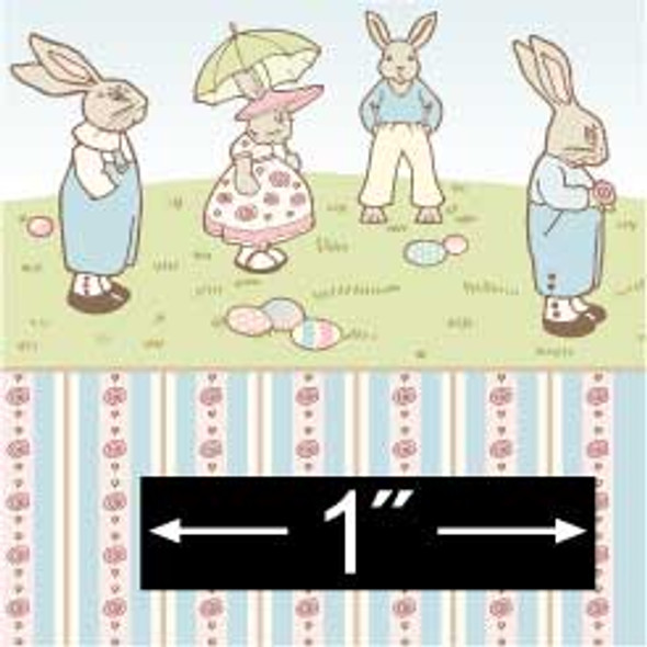 BRODNAX PRINTS - Half Scale (1/2" Scale) Dollhouse Miniature - Wallpaper: Bunny Parade - PACK OF 3 SHEETS (BPHED112)