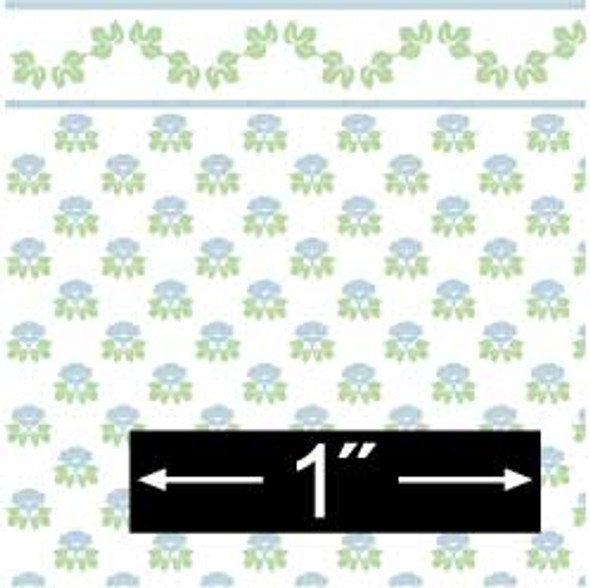 BRODNAX PRINTS - Half Scale (1/2" Scale) Dollhouse Miniature - Wallpaper: Morning Glory Blue - PACK OF 3 SHEETS (BPHFL100B)