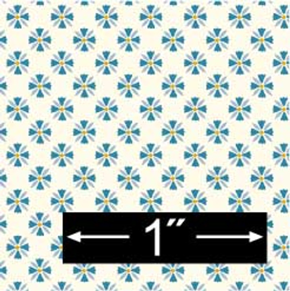 BRODNAX PRINTS - Half Scale (1/2" Scale) Dollhouse Miniature - Wallpaper: Tulip Tile Blue - PACK OF 3 SHEETS (BPHKT404B)