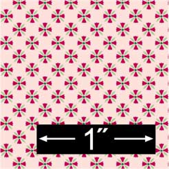 BRODNAX PRINTS - Half Scale (1/2" Scale) Dollhouse Miniature - Wallpaper: Tulip Tile Red - PACK OF 3 SHEETS (BPHKT404R)