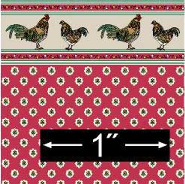 BRODNAX PRINTS - Half Scale (1/2" Scale) Dollhouse Miniature - Wallpaper: Rooster - PACK OF 3 SHEETS (BPHKT605)