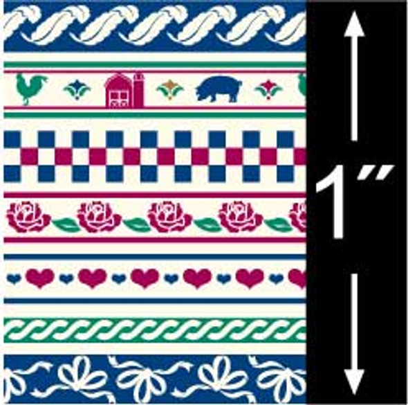 BRODNAX PRINTS - Quarter Inch Scale (1/4" Scale) Dollhouse Miniature - Wallpaper: Jewel Border - PACK OF 3 SHEETS (BPQBR200)