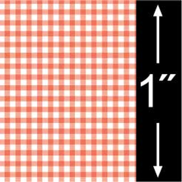 BRODNAX PRINTS - Quarter Inch Scale (1/4" Scale) Dollhouse Miniature - Wallpaper: Gingham Peach - PACK OF 3 SHEETS (BPQGG103)