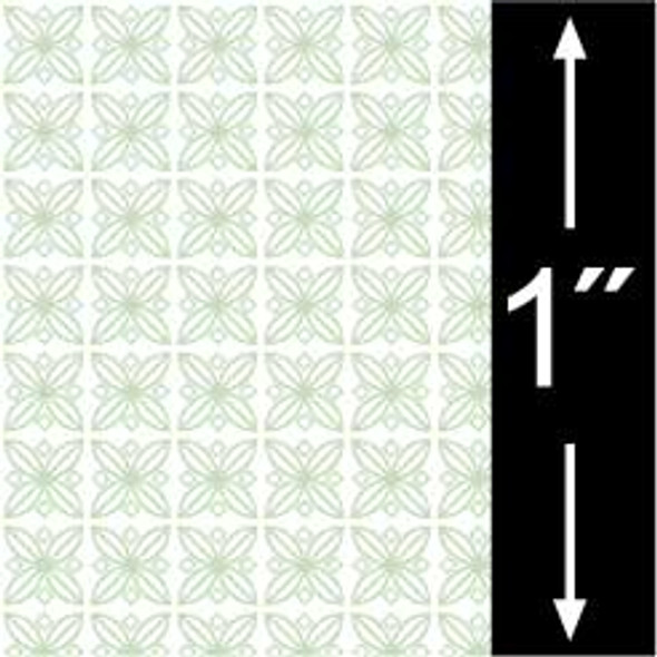 BRODNAX PRINTS - Quarter Inch Scale (1/4" Scale) Dollhouse Miniature - Wallpaper: Flower Tile Green - PACK OF 3 SHEETS (BPQKT400G)