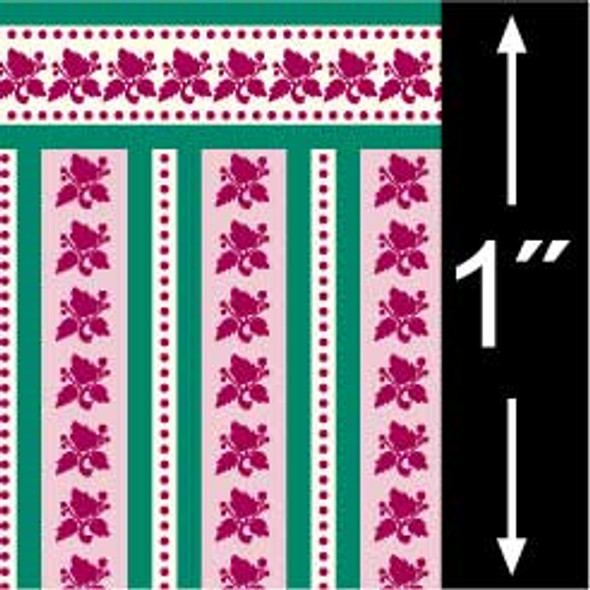 BRODNAX PRINTS - Quarter Inch Scale (1/4" Scale) Dollhouse Miniature - Wallpaper: Victorian Stripe - PACK OF 3 SHEETS (BPQVT102G)