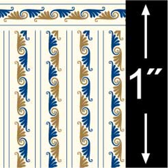 BRODNAX PRINTS - Quarter Inch Scale (1/4" Scale) Dollhouse Miniature - Wallpaper: Fern Dance Midnight - PACK OF 3 SHEETS (BPQVT103M)