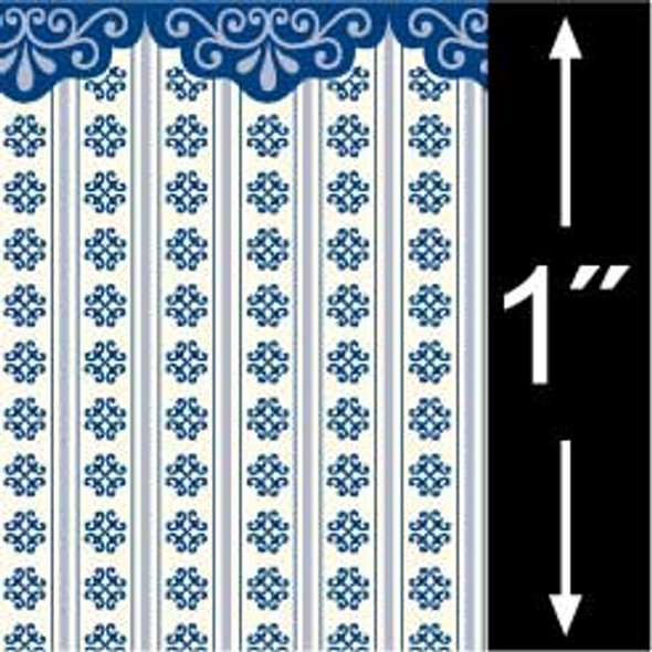 BRODNAX PRINTS - Quarter Inch Scale (1/4" Scale) Dollhouse Miniature - Wallpaper: Elegance Midnight - PACK OF 3 SHEETS (BPQVT206M)