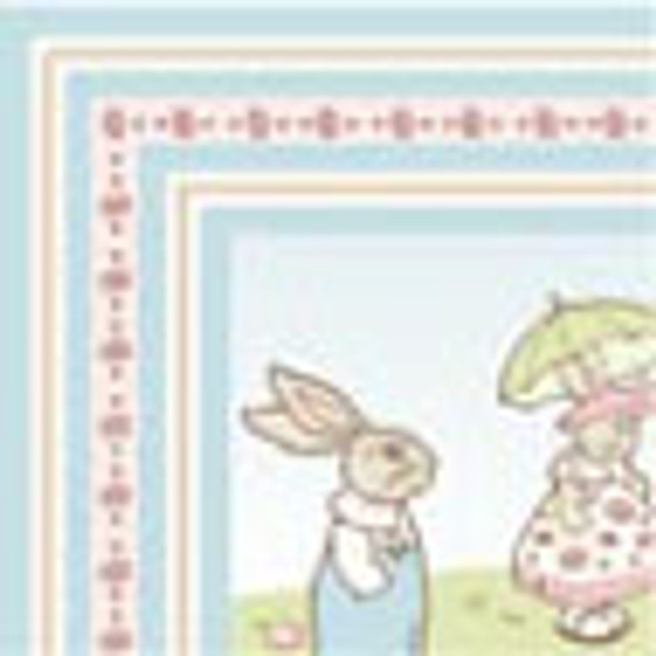 BRODNAX PRINTS - 1" Scale Rug: Bunny Parade Dollhouse Miniature (RG115)
