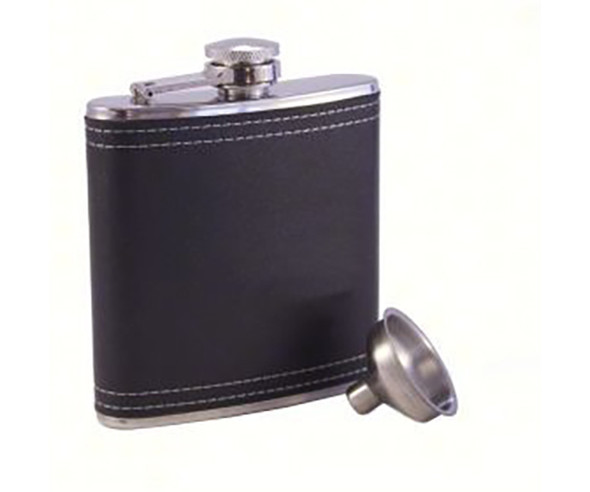 BELLA VITA - AF6 Leather Black Stainless Steel Flask (AF6LEATHERBLACK) 822372740052