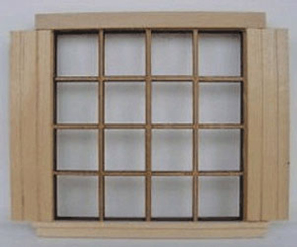 ALESSIO - 1" Scale Double Window 16 Pane with Shutters Dollhouse Miniature (2124S)