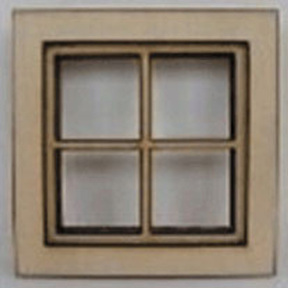 ALESSIO - 1" Scale 4 Pane Flat Trim Square Window Dollhouse Miniature (2185)