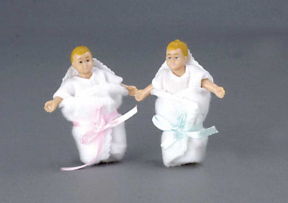 AZTEC - 1 Inch Scale Dollhouse Miniature Doll(s) - 2 Blonde Babies (AZ00002) 717425800008