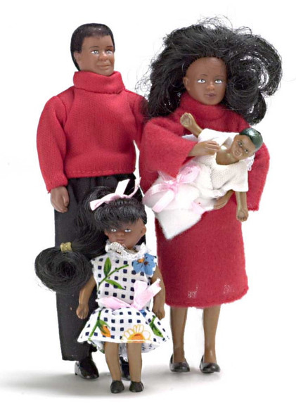 AZTEC - 1 Inch Scale Dollhouse Miniature Doll(s) - 4 Piece African American Modern Family (AZ00030) 717425900302