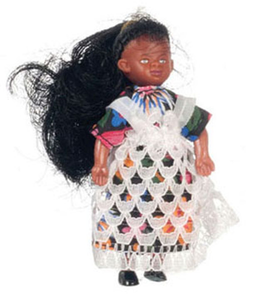 AZTEC - 1 Inch Scale Dollhouse Miniature Doll(s) - African American Victorian Girl With Outfit (AZ00054) 717425900548