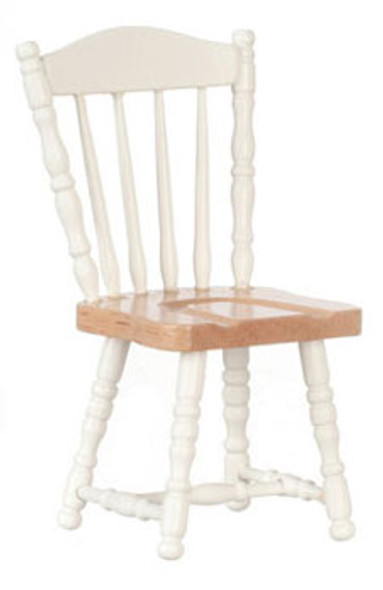 AZTEC - Furniture Chair, White and Oak - 1 Inch Scale Dollhouse Miniature (D0807) 717425008077