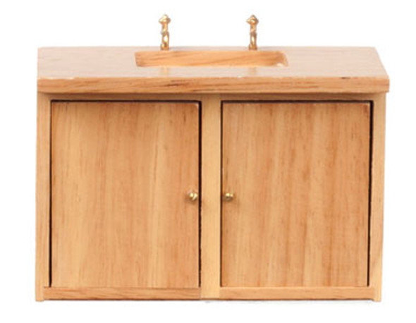 AZTEC - Furniture Kitchen Sink, Oak - 1 Inch Scale Dollhouse Miniature (D3777NB) 717425037718