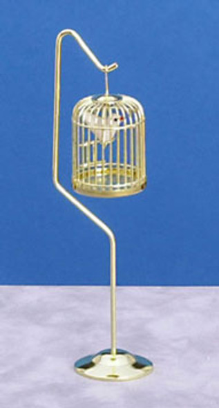 AZTEC - Brass Birdcage with Bird - 1 Inch Scale Dollhouse Miniature (D4751A)