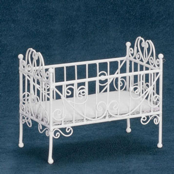 AZTEC - 1 Inch Scale Dollhouse Miniature Nursery Room Furniture - White Wire Baby Crib (AZEIWF188) 717425401885