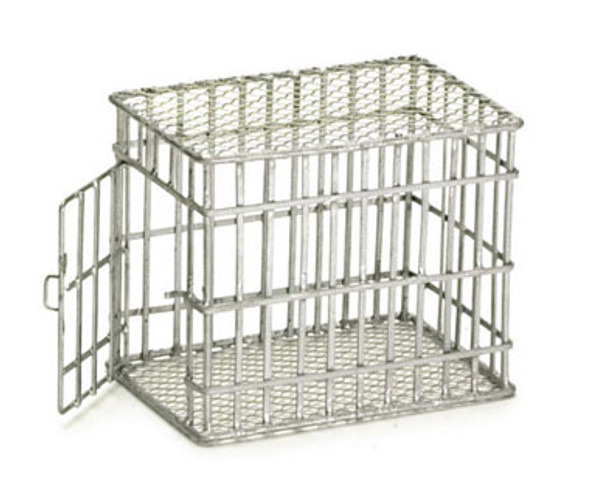 AZTEC - 1 Inch Scale Dollhouse Miniature - Galvanized Wire Small Dog Cage (AZEIWF307) 717425603074