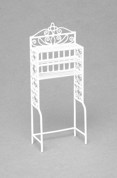 AZTEC - 1 Inch Scale Dollhouse Miniature - Large White Wire Bathroom Towel Shelf (AZEIWF442) 717425604422