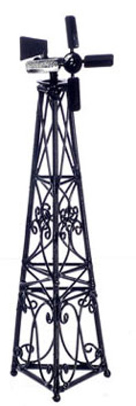 AZTEC - 1 Inch Scale Dollhouse Miniature - Black Wire Windmill On Stand (AZEIWF532) 717425555328
