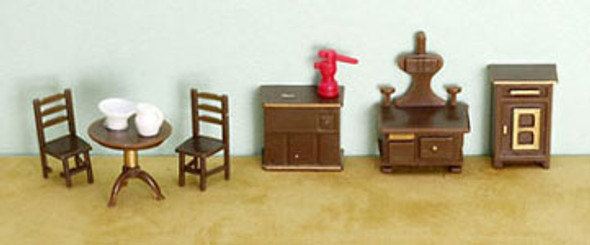 AZTEC - Quarter Inch Scale (1/4" Scale) Dollhouse Miniature Furniture - 9 Piece Quarter Inch Scale (1/4" Scale) Kitchen Set (AZG1219) 717425112194