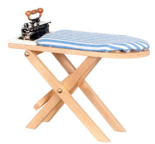 AZTEC - Wooden Ironing Board with Iron - 1 Inch Scale Dollhouse Miniature (G7046) 717425570468