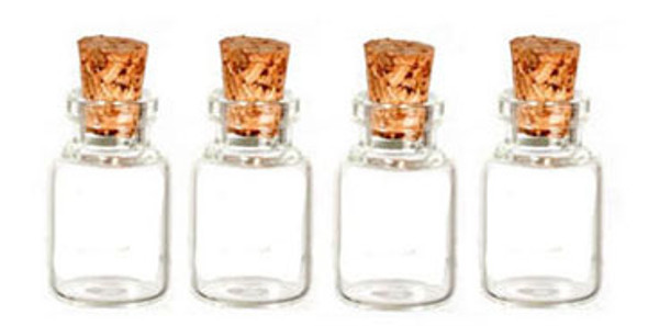 AZTEC - 1" Scale 27 mm Glass Bottles Set 4 Piece Dollhouse Miniature (G7222)