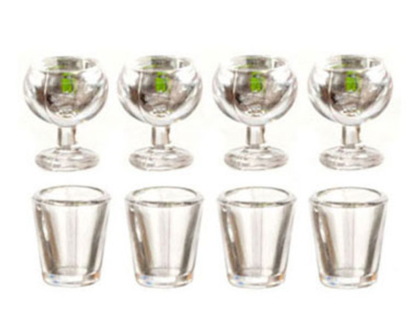 AZTEC - Tableware Set, Small Glass, 8 pieces - 1 Inch Scale Dollhouse Miniature (G7262)