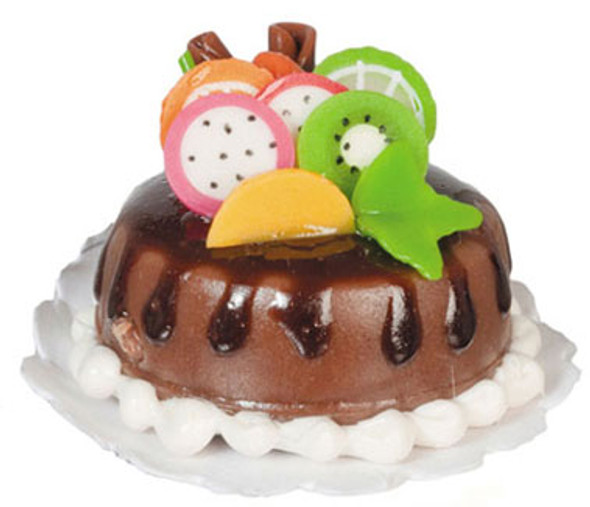 AZTEC - 1" Scale Round Shaped Chocolate Cake Dollhouse Miniature (G7287)