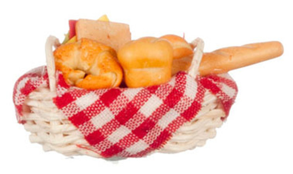 AZTEC - Basket Of Bread and Sandwich - 1 Inch Scale Dollhouse Miniature (G8361) 717425583611