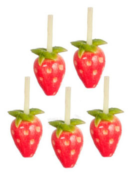 AZTEC - Strawberries- 5 pieces - 1 Inch Scale Dollhouse Miniature (G8400) 717425884008