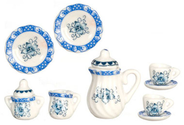 AZTEC - Tea Set- Blue- 11 pieces - 1 Inch Scale Dollhouse Miniature (G8456) 717425684561