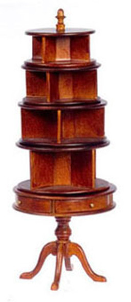 AZTEC - 1 Inch Scale Dollhouse Miniature Furniture - Round Bookcase Walnut (AZP6040) 717425560407