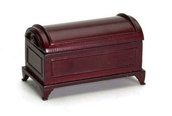 AZTEC - 1 Inch Scale Dollhouse Miniature Bedroom Furniture - Domed Blanket Chest Mahogany (AZT3376) 717425533760
