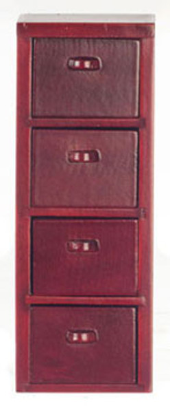 AZTEC - 1" Scale Dollhouse Miniature Furniture: Four-Drawer File Cabinet - Mahogany Furniture AZT3561A 717425335616