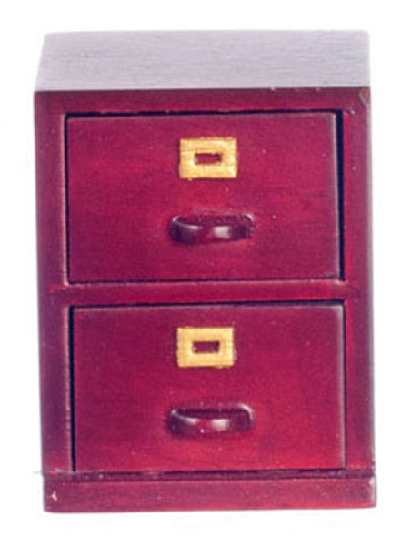 AZTEC - 1" Scale Dollhouse Miniature Furniture: Two-Drawer File Cabinet - Mahogany Furniture AZT3562A 717425356222