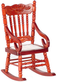 AZTEC - 1 Inch Scale Dollhouse Miniature Furniture - Rocker Mahogany (AZT3806) 717425538062