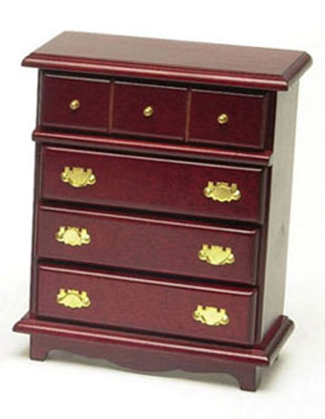 AZTEC - 1 Inch Scale Dollhouse Miniature Bedroom Furniture - Chest Mahogany (AZT3819) 717425538192