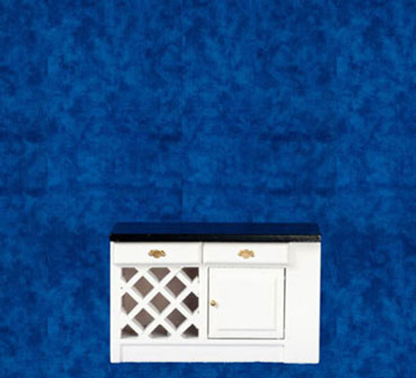 AZTEC - 1" Scale Dollhouse Miniature Furniture: Modern Kitchen Island - Black and White AZT5300