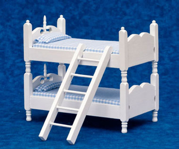 AZTEC - 1 Inch Scale Dollhouse Miniature Bedroom Furniture - Bunkbeds With Ladder Blue And White (AZT5350) 717425553508