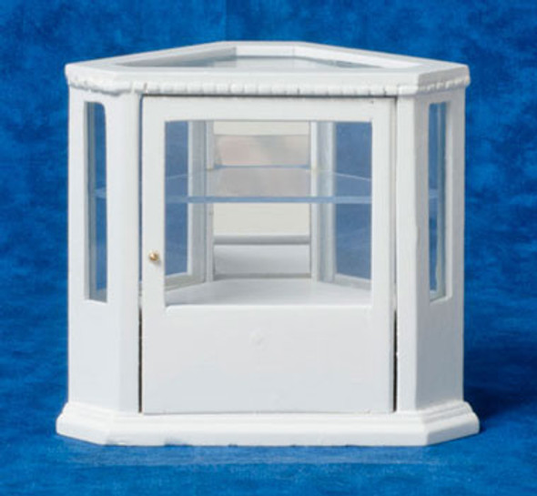 AZTEC - 1 Inch Scale Dollhouse Miniature Kitchen Furniture - Corner Display Cabinet White (AZT5445) 717425554451