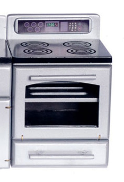 AZTEC - 1 Inch Scale Dollhouse Miniature Kitchen Furniture - Silver Stove With Black Top (AZT5456) 717425054562