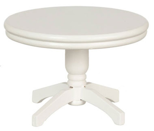 AZTEC - 1 Inch Scale Dollhouse Miniature Dining Room Furniture - Kitchen Table Round White (AZT6059) 717425560599