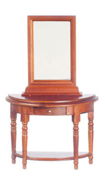 AZTEC - 1 Inch Scale Dollhouse Miniature Furniture - Hall Table Mirror Walnut (AZT6475) 717425564757