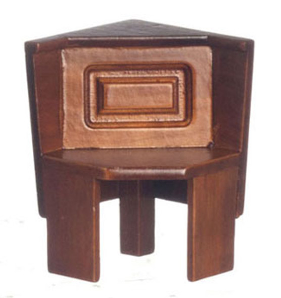 AZTEC - 1 Inch Scale Dollhouse Miniature Living Room Furniture - Nook Corner Bench Walnut (AZT6835)