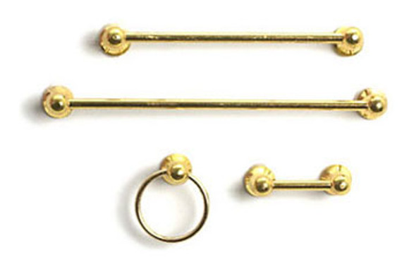 AZTEC - 1 Inch Scale Dollhouse Miniature - Brass Towel Rack Set Of 4 (AZT8464) 717425584649